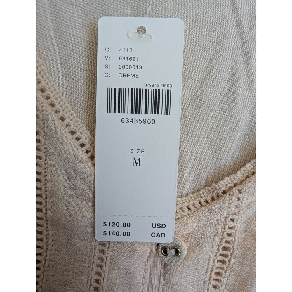 Anthropologie Embroidered Blouse Womens M Creme V Neck Ruffle Hem NWT - Picture 8 of 8
